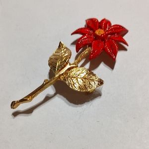 Vintage Mother Mary Flower Brooch Pin